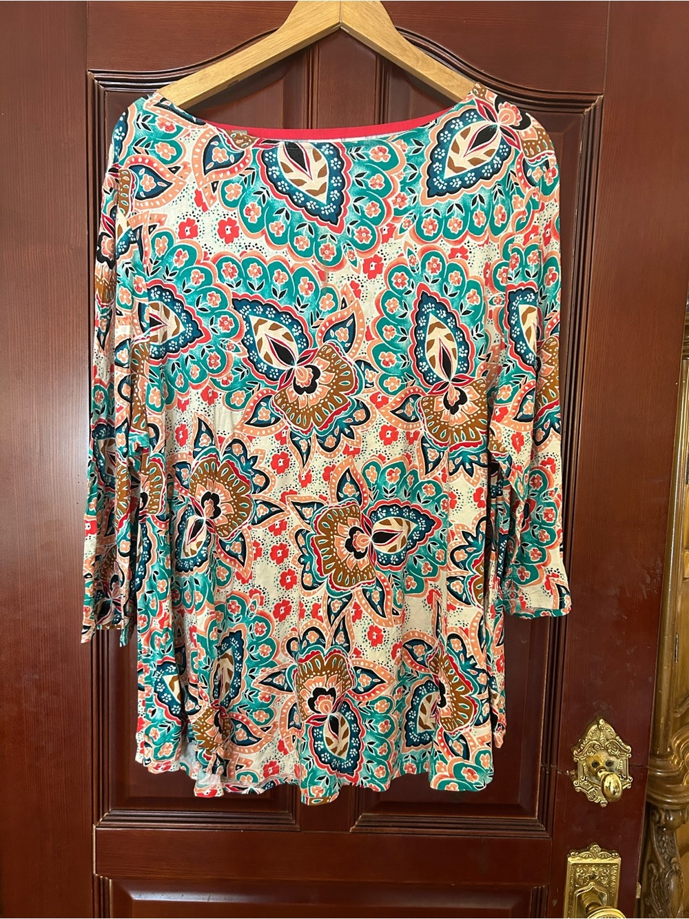 chicos 3 paisley medallion floral boho tunic top long sleeve xl